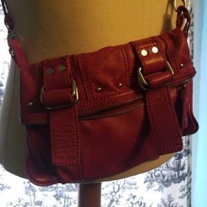 Dark pink leather crossbody bag by Joe's!